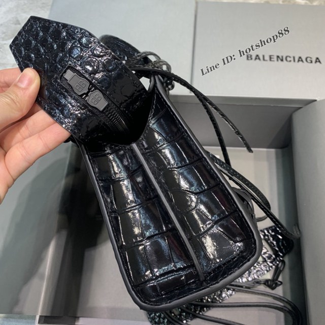 Balenciaga專櫃爆款鱷魚紋黑色黑扣小紋手袋手提包 638512 巴黎世家小號Neo Classic機車包 fyj1446